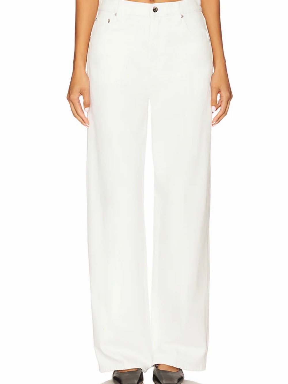 185~ Pistola Tate Wide-Leg White Jeans with Button Fly NWT - Picture 2 of 13